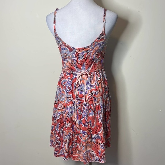 Free People Jeweled Dress Printed Beaded Tiered Ruffle Dress Size Small - Picture 5 of 8